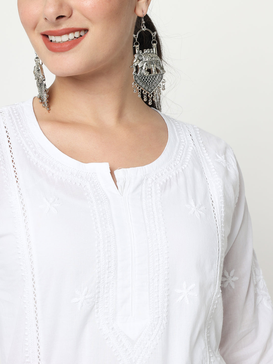 Off-White Color Jaipuri Kurta in Slub Cotton #collar #neck #designs #for # kurti #high #collarneckdesignsforku… | Kurti neck designs, Kurta neck design,  Neck designs